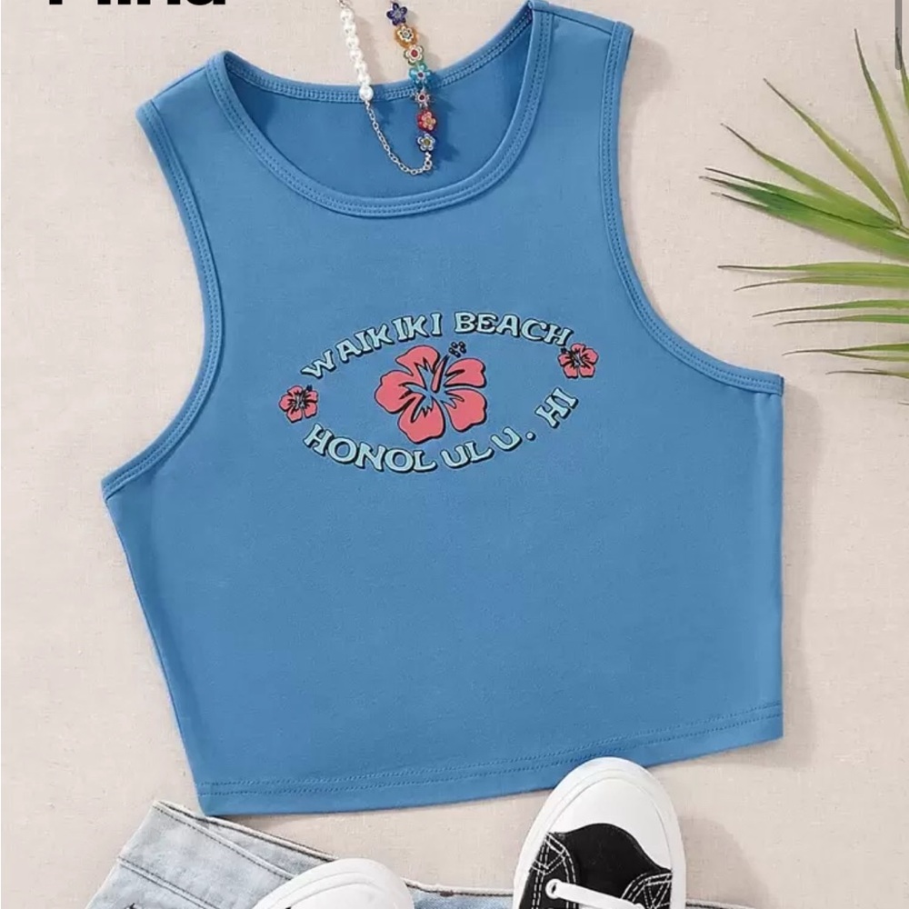 SHEIN Hawaii Hibiscus Cropped Tank